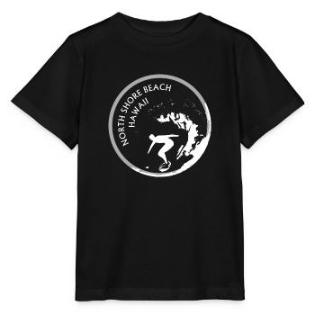 North Shore beach, Hawaii, Surfer is surfing - Stanley/Stella MINI CREATOR Kids’ T-Shirt - black - Front - Mikhail (115cm)