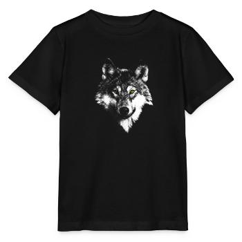 Loup blanc - T-shirt bio MINI CREATOR Stanley/Stella Enfant - noir - Devant - Mikhail (115cm)