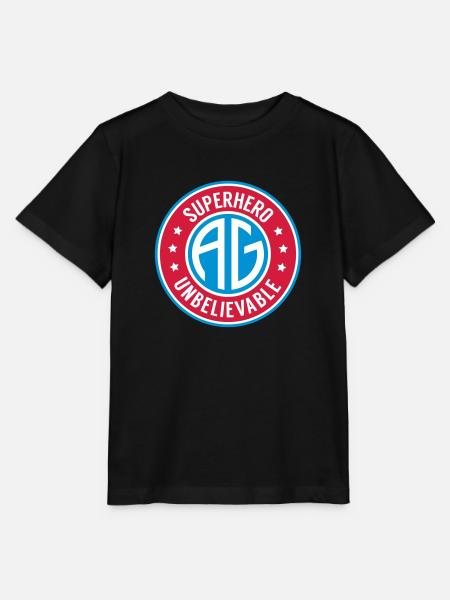 Super heros initial AG - Stanley/Stella Kinder T-Shirt MINI CREATOR  - Schwarz