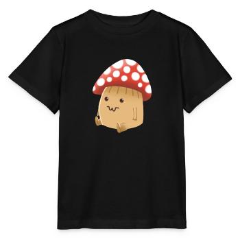Hand gezeichnet niedlich gekappt Pilz Mann - Stanley/Stella Kinder T-Shirt MINI CREATOR  - Schwarz - Vorne - Mikhail (115cm)