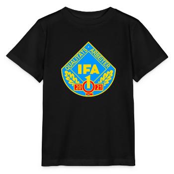 IFA Qualitätsarbeiter Q1 2021 DDR Auszeichnung - Stanley/Stella Kinder T-Shirt MINI CREATOR  - Schwarz - Vorne - Mikhail (115cm)