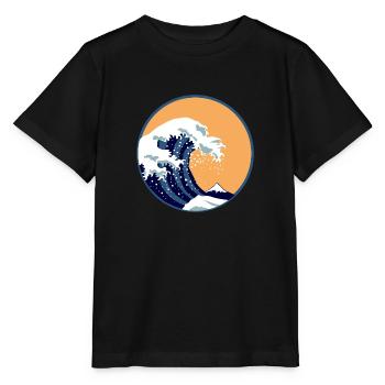 Vagues La grande vague avant Kanagawa Rétro Art Poison - T-shirt bio MINI CREATOR Stanley/Stella Enfant - noir - Devant - Mikhail (115cm)