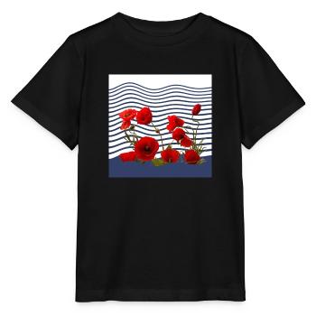 poppy and seaside sea wave - Stanley/Stella MINI CREATOR Kids’ T-Shirt - black - Front - Mikhail (115cm)