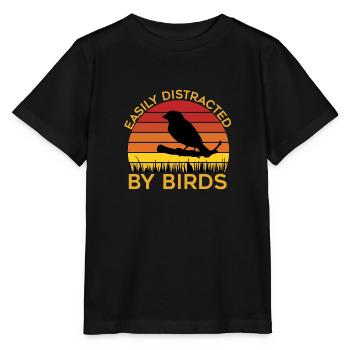 Facilement distrait par les oiseaux - T-shirt bio MINI CREATOR Stanley/Stella Enfant - noir - Devant - Mikhail (115cm)