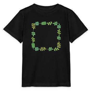 Rahmen mit Blättern - Stanley/Stella Kinder T-Shirt MINI CREATOR  - Schwarz - Vorne - Mikhail (115cm)