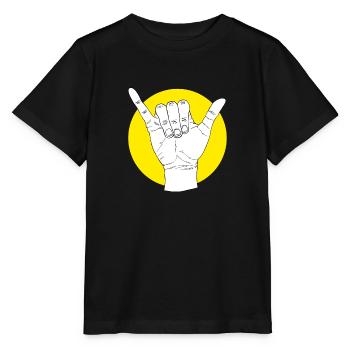 Restez détendu surfeur - salutation surfeur - geste de la main - T-shirt bio MINI CREATOR Stanley/Stella Enfant - noir - Devant - Mikhail (115cm)
