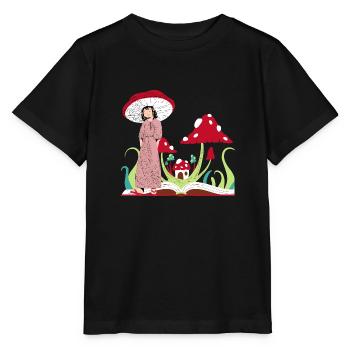 Pilzprinzessin, rote Champignons - Stanley/Stella Kinder T-Shirt MINI CREATOR  - Schwarz - Vorne - Mikhail (115cm)