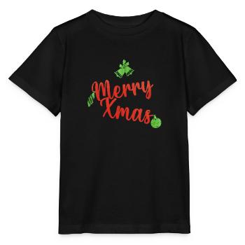 Merry Xmas green and red Christmas sweater - Stanley/Stella MINI CREATOR Kids’ T-Shirt - black - Front - Mikhail (115cm)