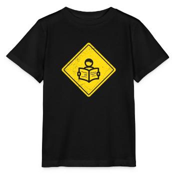 Traffic Sign Book Reader Warning Sign Idée cadeau - T-shirt bio MINI CREATOR Stanley/Stella Enfant - noir - Devant - Mikhail (115cm)