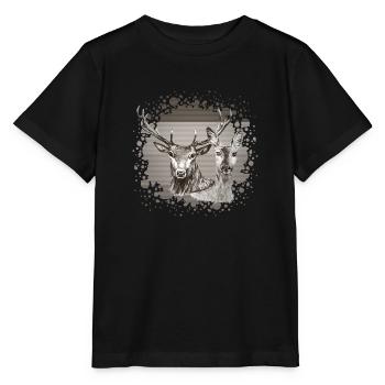 Rehe und Rehe - Stanley/Stella Kinder T-Shirt MINI CREATOR  - Schwarz - Vorne - Mikhail (115cm)