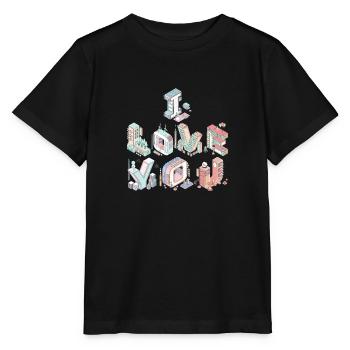 I LOVE YOU - Stanley/Stella Kinder T-Shirt MINI CREATOR  - Schwarz - Vorne - Mikhail (115cm)