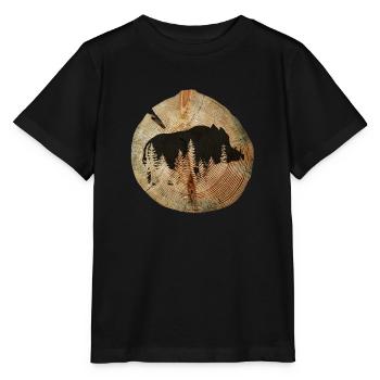 Tree disc wild boar - Stanley/Stella MINI CREATOR Kids’ T-Shirt - black - Front - Mikhail (115cm)