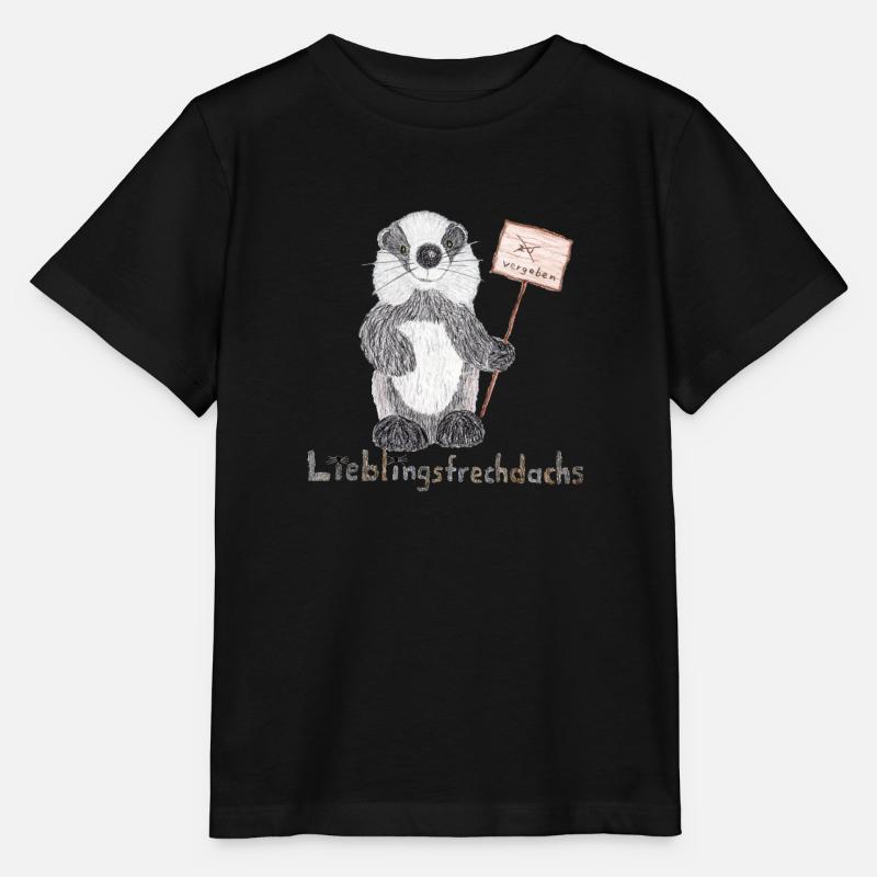 Lieblingsfrechdachs mit Schild "vergeben" - Stanley/Stella Kinder T-Shirt MINI CREATOR  - Schwarz
