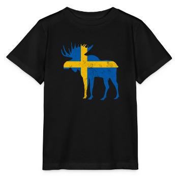 Orignal de Suède avec drapeau - T-shirt bio MINI CREATOR Stanley/Stella Enfant - noir - Devant - Mikhail (115cm)