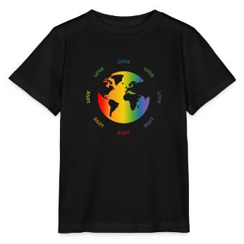 Regenbogen Weltkugel Love world - Stanley/Stella Kinder T-Shirt MINI CREATOR  - Schwarz - Vorne - Mikhail (115cm)