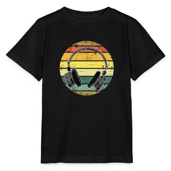 Vintage Headphones Music Lover - Stanley/Stella Kinder T-Shirt MINI CREATOR  - Schwarz - Vorne - Mikhail (115cm)