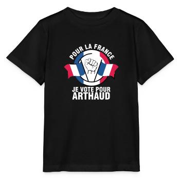 Je Vote Pour Arthaud - Nathalie Arthaud - T-shirt bio MINI CREATOR Stanley/Stella Enfant - noir - Devant - Mikhail (115cm)