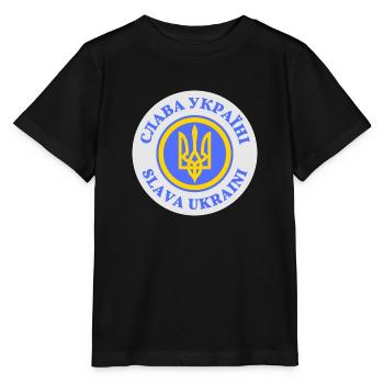 Crédit Ukraine - Slava Ukraini - T-shirt bio MINI CREATOR Stanley/Stella Enfant - noir - Devant - Mikhail (115cm)