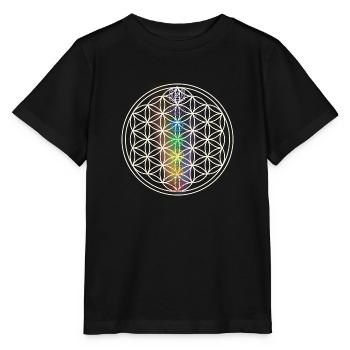 chakra regenbogen yoga symbol lebensblume - Stanley/Stella Kinder T-Shirt MINI CREATOR  - Schwarz - Vorne - Mikhail (115cm)