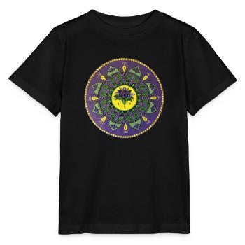 Mandala violet flower Handmade - Stanley/Stella Kinder T-Shirt MINI CREATOR  - Schwarz - Vorne - Mikhail (115cm)