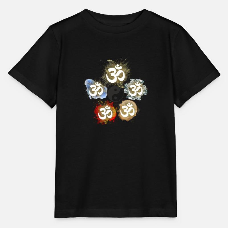OM Elements Feu Terre Air Métal Eau Yin Yang - T-shirt bio MINI CREATOR Stanley/Stella Enfant - noir
