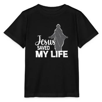 Jésus m’a sauvé la vie - T-shirt bio MINI CREATOR Stanley/Stella Enfant - noir - Devant - Mikhail (115cm)