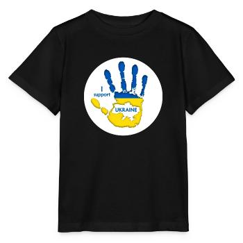 Print I Support Ukraine round - Stanley/Stella MINI CREATOR Kids’ T-Shirt - black - Front - Mikhail (115cm)