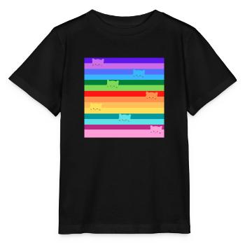 Rainbow cats - Stanley/Stella Kinder T-Shirt MINI CREATOR  - Schwarz - Vorne - Mikhail (115cm)