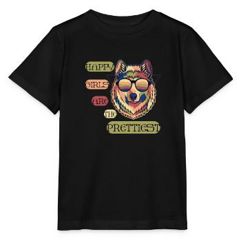 Les filles heureuses sont les plus jolies - énonciation intéressante - T-shirt bio MINI CREATOR Stanley/Stella Enfant - noir - Devant - Mikhail (115cm)
