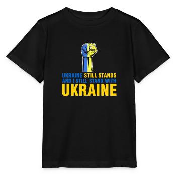 i still stand with ukraine - Stanley/Stella MINI CREATOR Kids’ T-Shirt - black - Front - Mikhail (115cm)