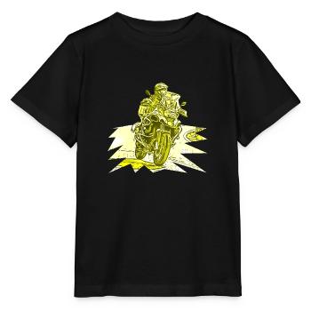 Courbe Adventure Bike jaune - T-shirt bio MINI CREATOR Stanley/Stella Enfant - noir - Devant - Mikhail (115cm)