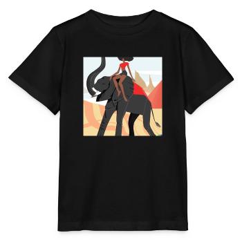 girl riding elephant - Stanley/Stella MINI CREATOR Kids’ T-Shirt - black - Front - Mikhail (115cm)