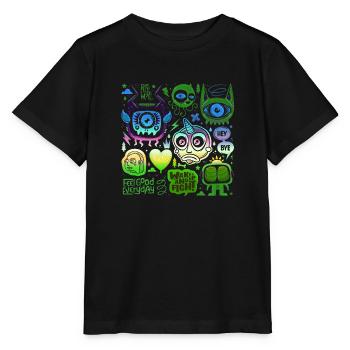 visage fou visage heureux dessin animé visage heureux dessin animé - T-shirt bio MINI CREATOR Stanley/Stella Enfant - noir - Devant - Mikhail (115cm)