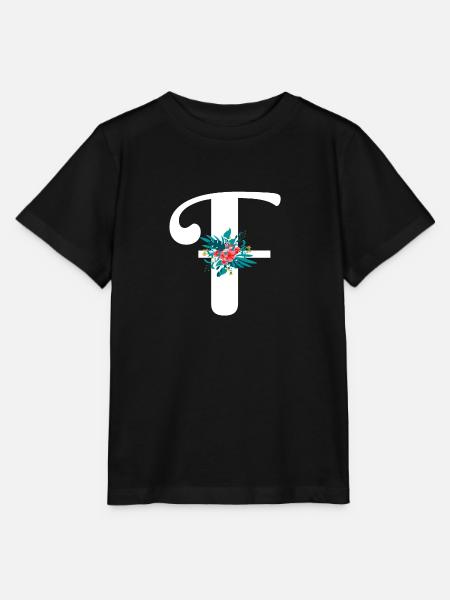 Buchstabe F geblüht - Stanley/Stella Kinder T-Shirt MINI CREATOR - Schwarz