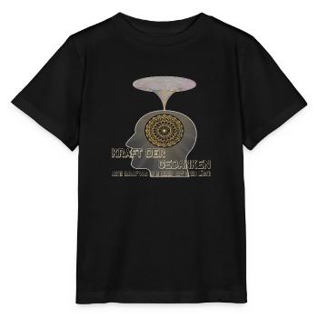 Kraft der Gedanken - Stanley/Stella Kinder T-Shirt MINI CREATOR  - Schwarz - Vorne - Mikhail (115cm)