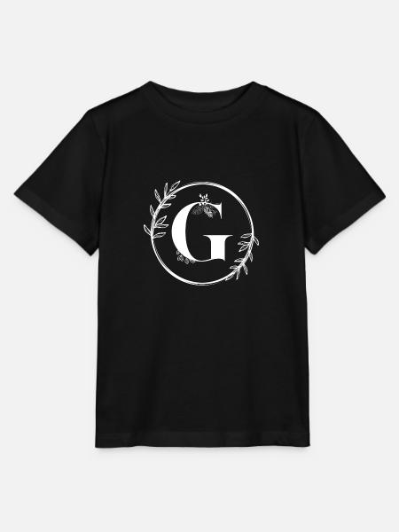 Buchstabe G Floral - Stanley/Stella Kinder T-Shirt MINI CREATOR  - Schwarz