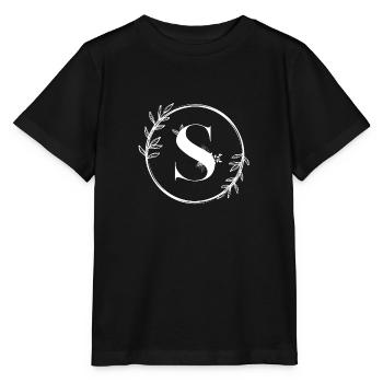 Lettre S Florale - T-shirt bio MINI CREATOR Stanley/Stella Enfant - noir - Devant - Mikhail (115cm)