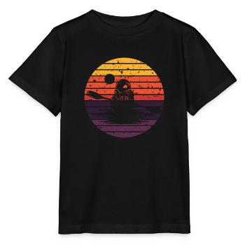 Cooler Kanu Astronaut im Retro Look - Stanley/Stella Kinder T-Shirt MINI CREATOR  - Schwarz - Vorne - Mikhail (115cm)