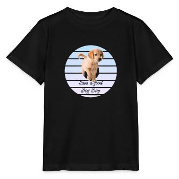 Puppy wishes a good day - Stanley/Stella MINI CREATOR Kids’ T-Shirt - black - Front - Mikhail (115cm)