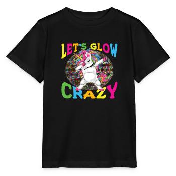 Unicorn Let s Glow Crazy - Stanley/Stella Kinder T-Shirt MINI CREATOR  - Schwarz - Vorne - Mikhail (115cm)