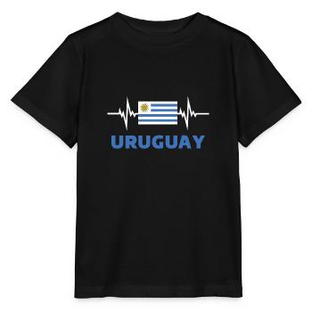 Uruguay Football 2022 heartbeat Uruguay - Stanley/Stella MINI CREATOR Kids’ T-Shirt - black - Front - Mikhail (115cm)