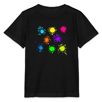 Bunte Farbkleckse Farbspritzer - Stanley/Stella Kinder T-Shirt MINI CREATOR  - Schwarz - Vorne - Mikhail (115cm)