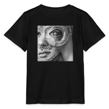 Alien Street wear - Regardez ici ? - T-shirt bio MINI CREATOR Stanley/Stella Enfant - noir - Devant - Mikhail (115cm)