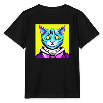 Illustration eines Katzenporträts, Vektor - Stanley/Stella Kinder T-Shirt MINI CREATOR  - Schwarz - Vorne - Mikhail (115cm)