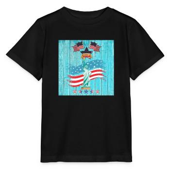 USA, Freiheitsstatue - Stanley/Stella Kinder T-Shirt MINI CREATOR  - Schwarz - Vorne - Mikhail (115cm)