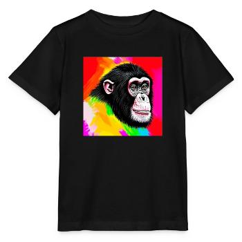 Illustration eines Porträts eines Schimpansen - Stanley/Stella Kinder T-Shirt MINI CREATOR  - Schwarz - Vorne - Mikhail (115cm)