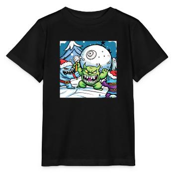 Les monstres ont aussi des batailles de boules de neige. - T-shirt bio MINI CREATOR Stanley/Stella Enfant - noir - Devant - Mikhail (115cm)
