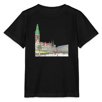 Marktplatz Zeichnung - Stanley/Stella Kinder T-Shirt MINI CREATOR  - Schwarz - Vorne - Mikhail (115cm)
