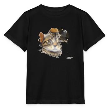 Katzengesicht 10 - Stanley/Stella Kinder T-Shirt MINI CREATOR  - Schwarz - Vorne - Mikhail (115cm)
