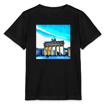 the Brandenburger tor in van gogh style - Stanley/Stella Kinder T-Shirt MINI CREATOR  - Schwarz - Vorne - Mikhail (115cm)
